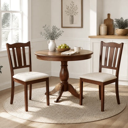 Wooden Dining Chairs with Hollow Back and Padded Seat, Set of 2