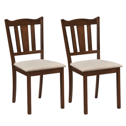 Wooden Dining Chairs with Hollow Back and Padded Seat, Set of 2