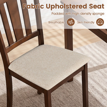 Wooden Dining Chairs with Hollow Back and Padded Seat, Set of 2