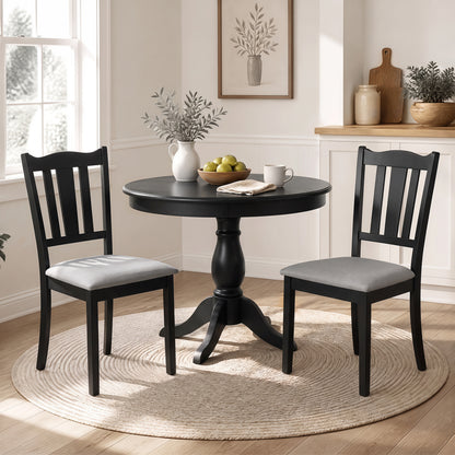 Wooden Dining Chairs with Hollow Back and Padded Seat, Set of 2