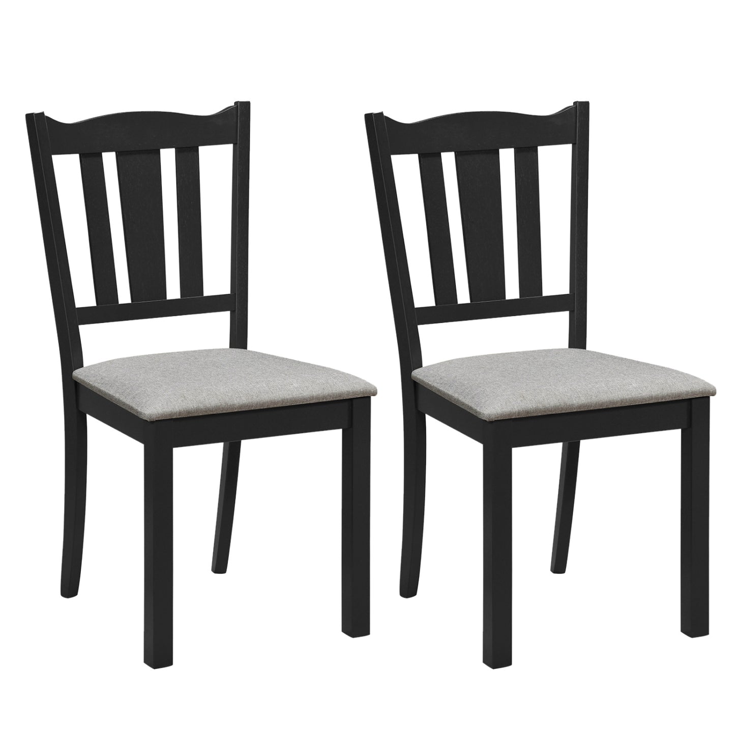 Wooden Dining Chairs with Hollow Back and Padded Seat, Set of 2