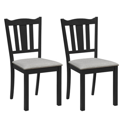 Wooden Dining Chairs with Hollow Back and Padded Seat, Set of 2