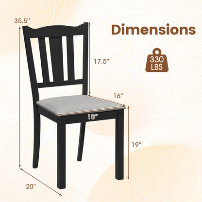 Wooden Dining Chairs with Hollow Back and Padded Seat, Set of 2