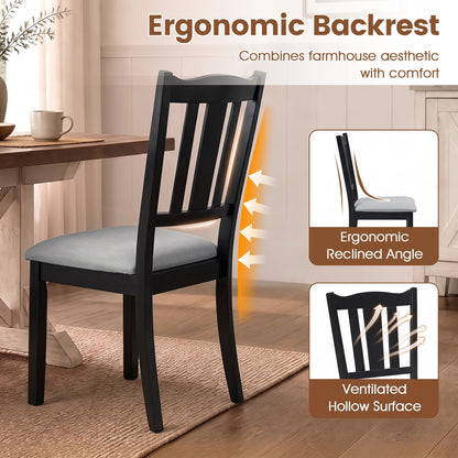 Wooden Dining Chairs with Hollow Back and Padded Seat, Set of 2