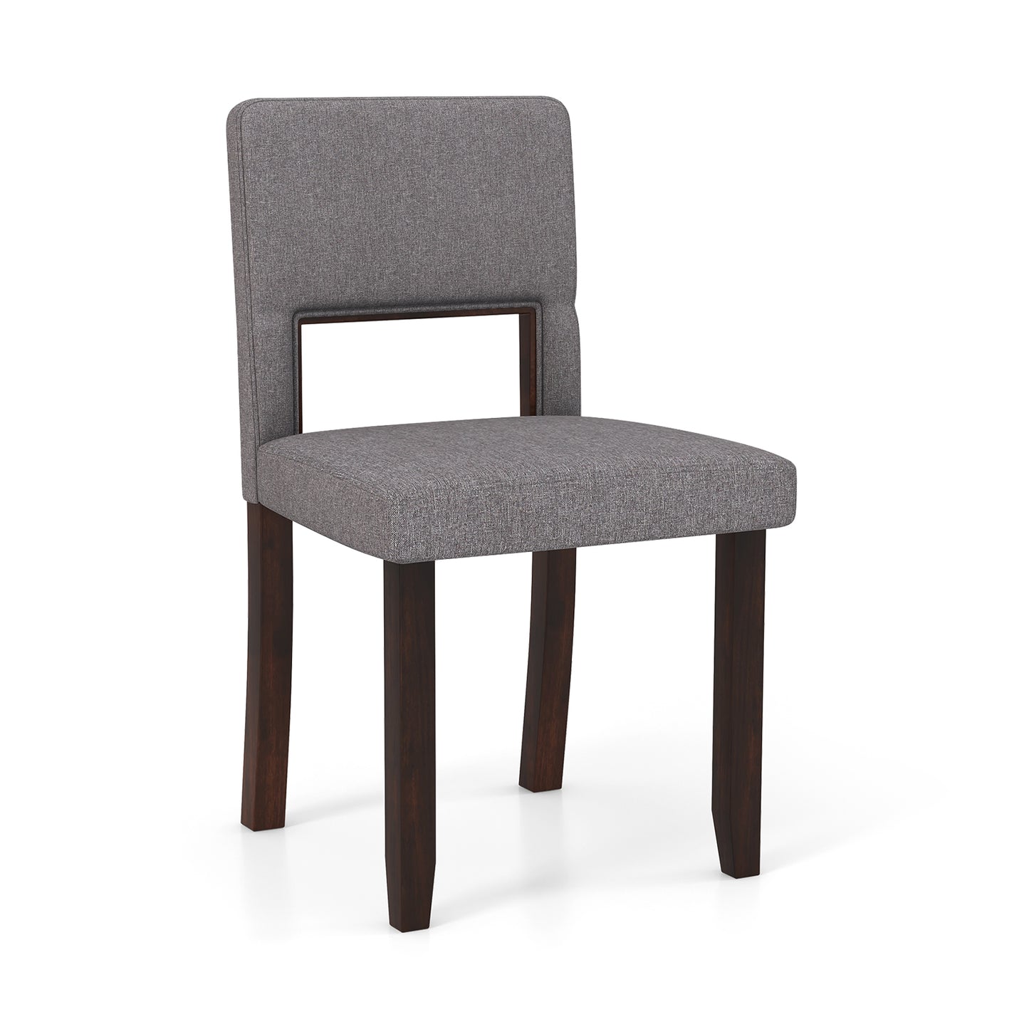 Set of 2 Wooden Dining Chair with Acacia Wood Frame Padded Seat and Back-Gray