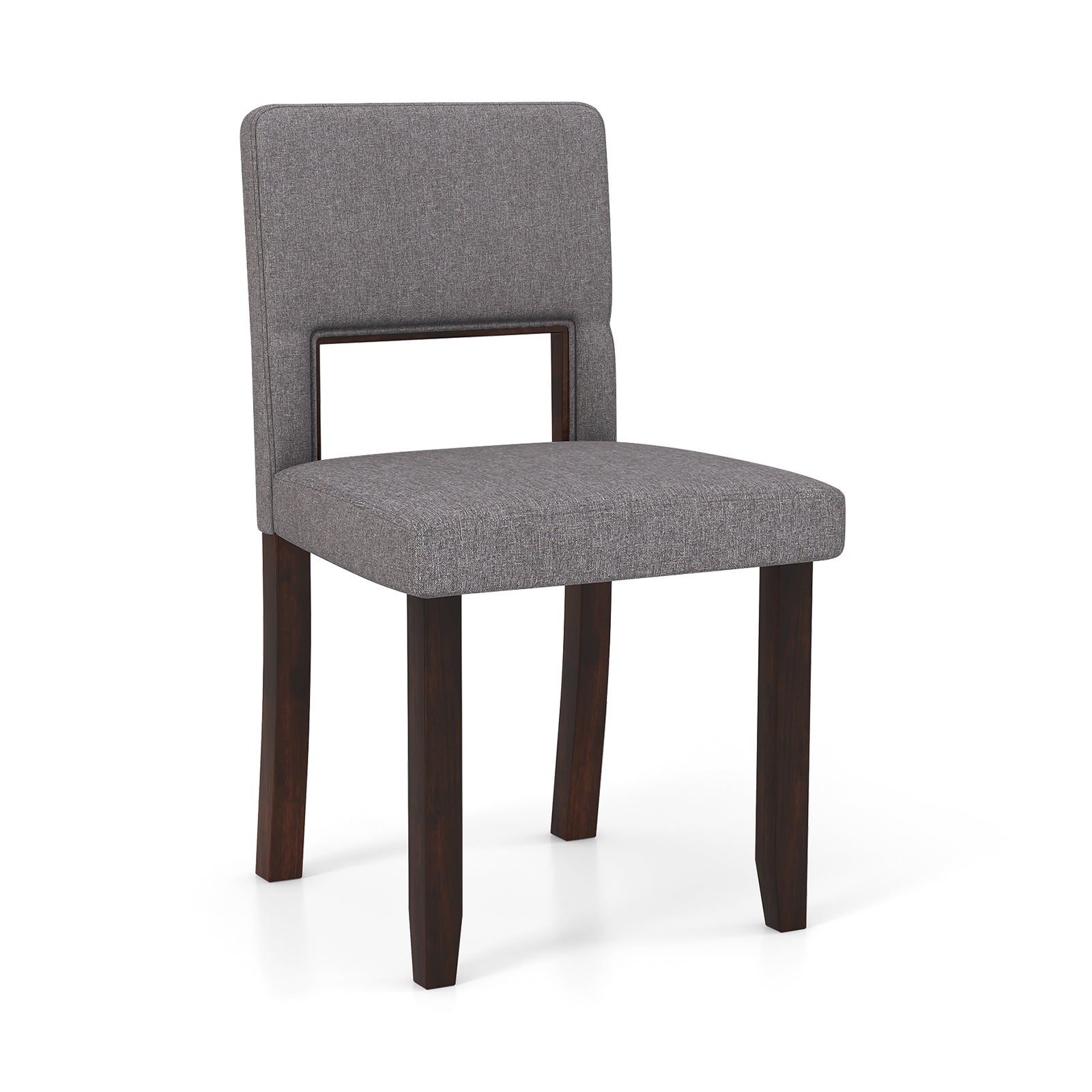 Set of 2 Wooden Dining Chair with Acacia Wood Frame Padded Seat and Back-Gray