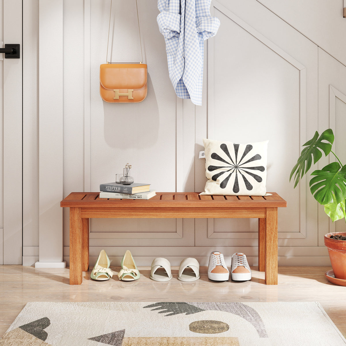 Wooden Plant Stand Set of 2 - Solid Shorea Hardwood