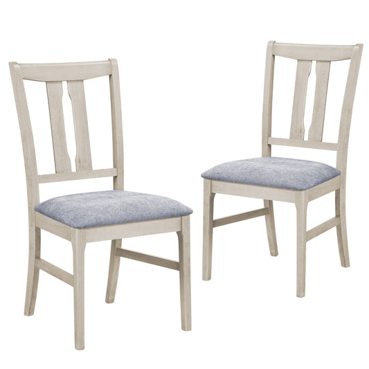 Set of 2 Wooden Upholstered Dining Chairs with High Curved Back