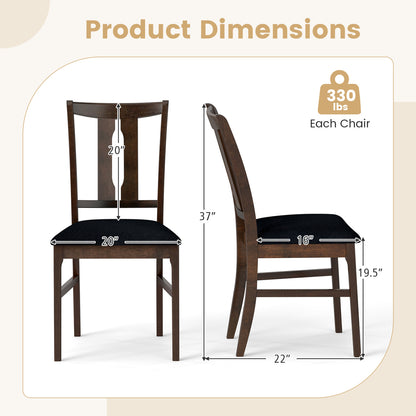 Set of 2 Wooden Upholstered Dining Chairs with High Curved Back