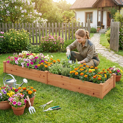 Wooden Raised Garden Bed Set of 2 for Vegetables & Herbs