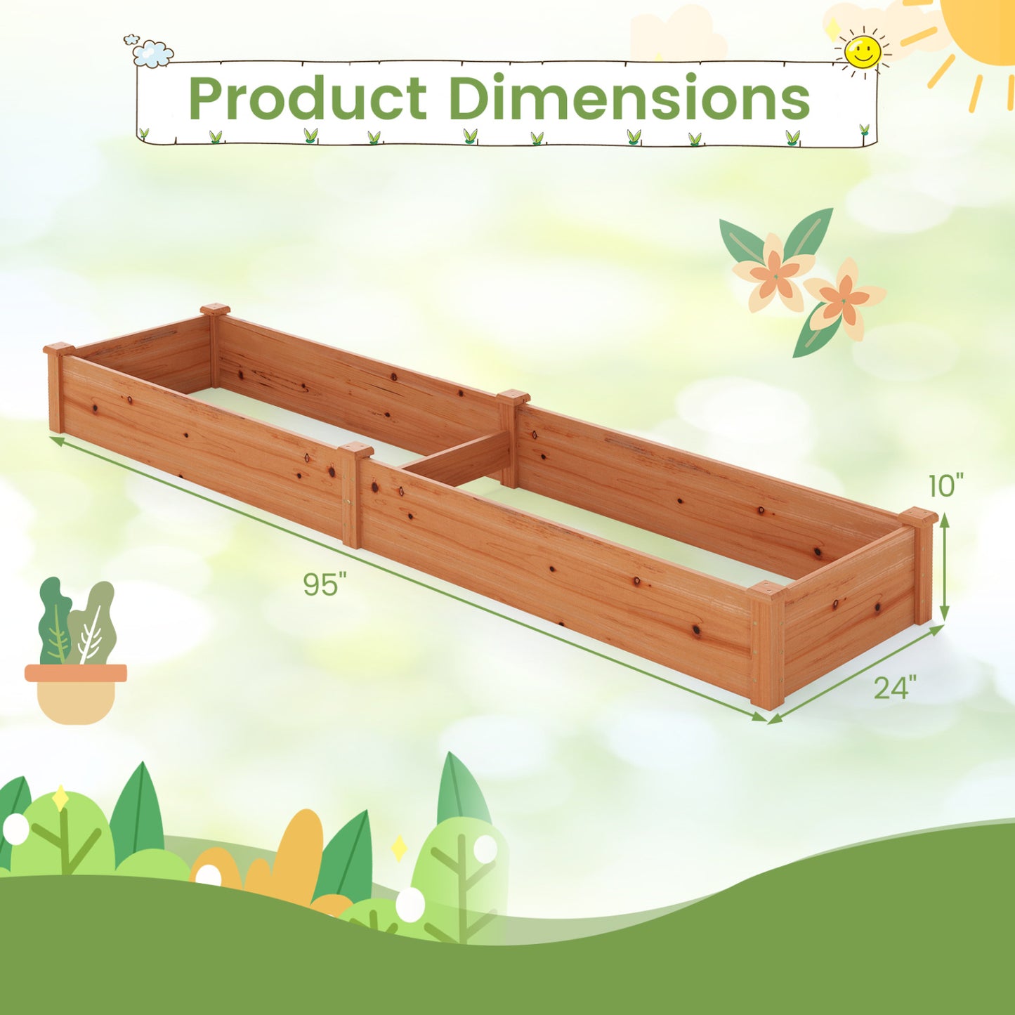Wooden Raised Garden Bed Set of 2 for Vegetables & Herbs