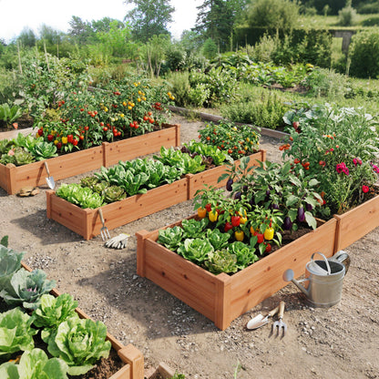 Wooden Raised Garden Bed Set of 2 for Vegetables & Herbs