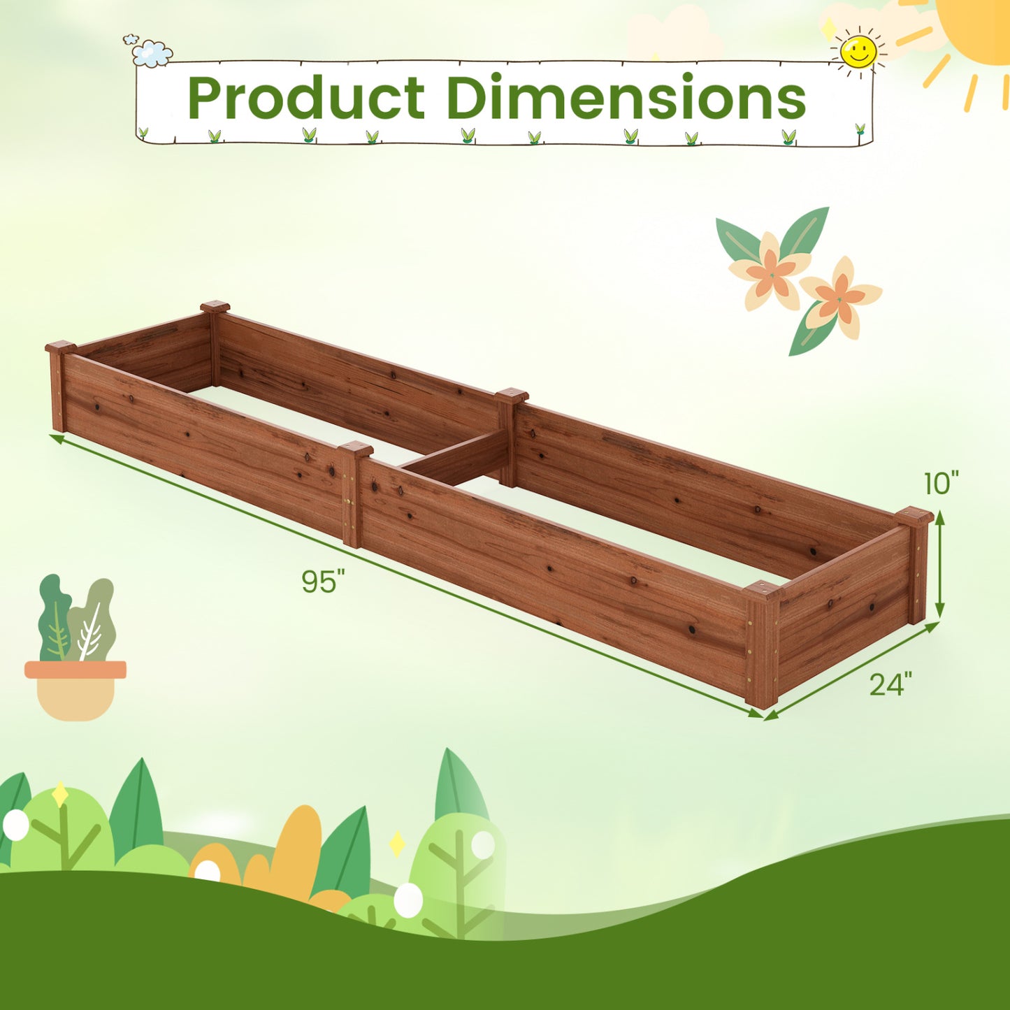 Wooden Raised Garden Bed Set of 2 for Vegetables & Herbs