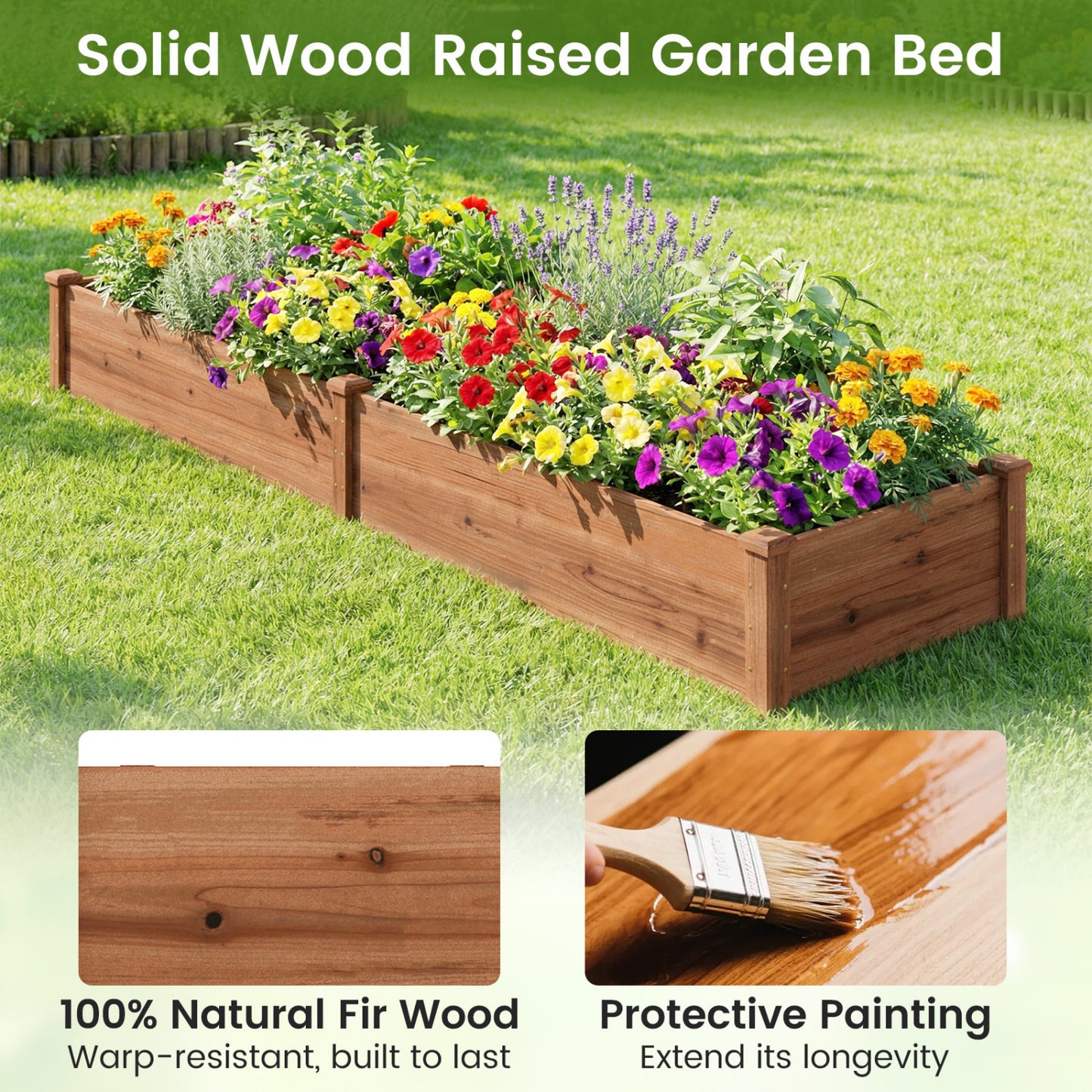 Wooden Raised Garden Bed Set of 2 for Vegetables & Herbs