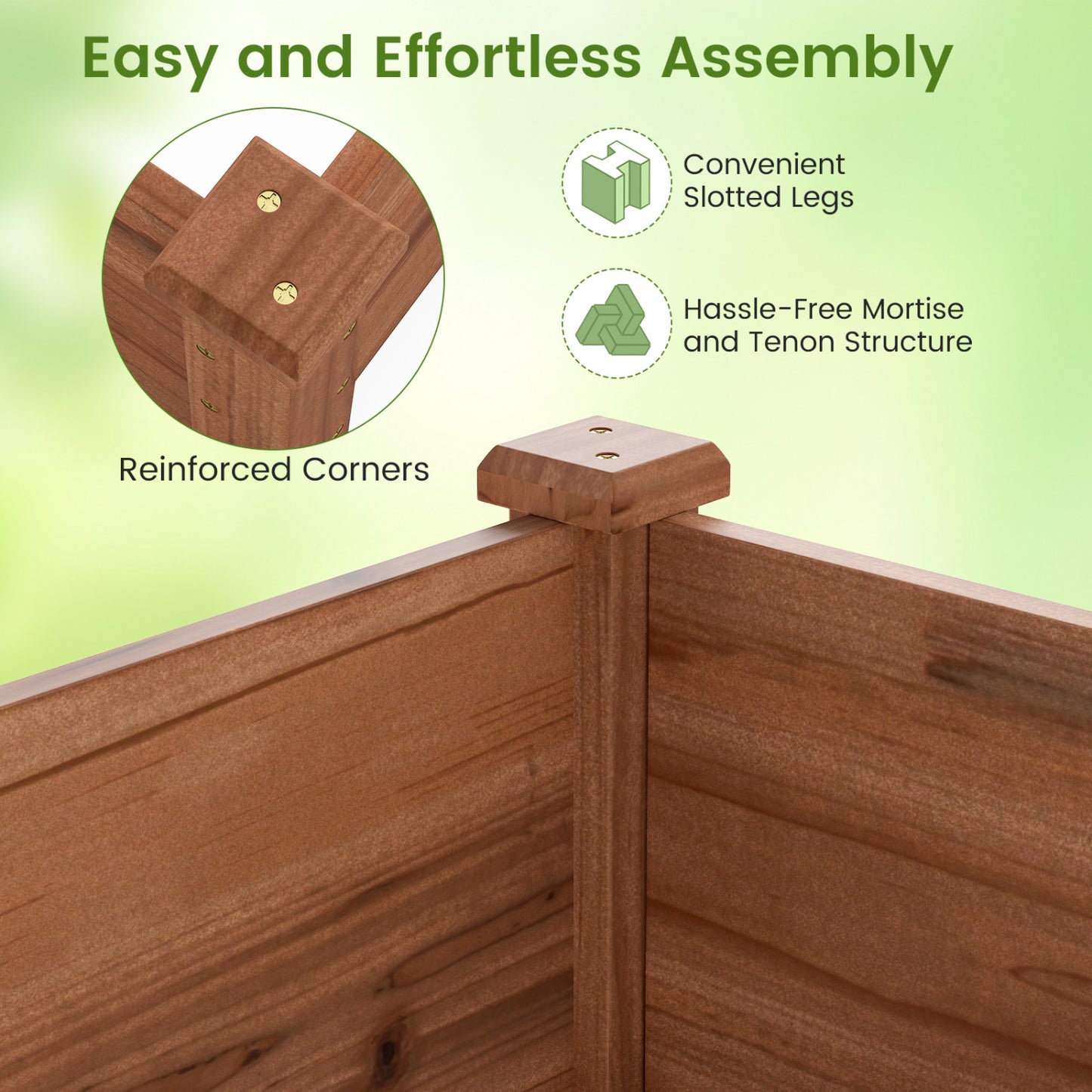 Wooden Raised Garden Bed Set of 2 for Vegetables & Herbs