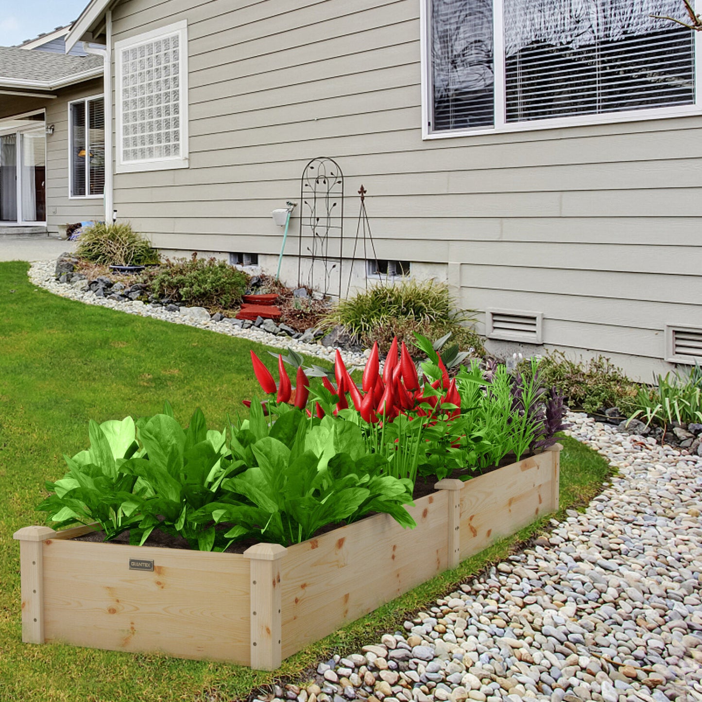 Wooden Raised Garden Bed Set of 2 for Vegetables & Herbs