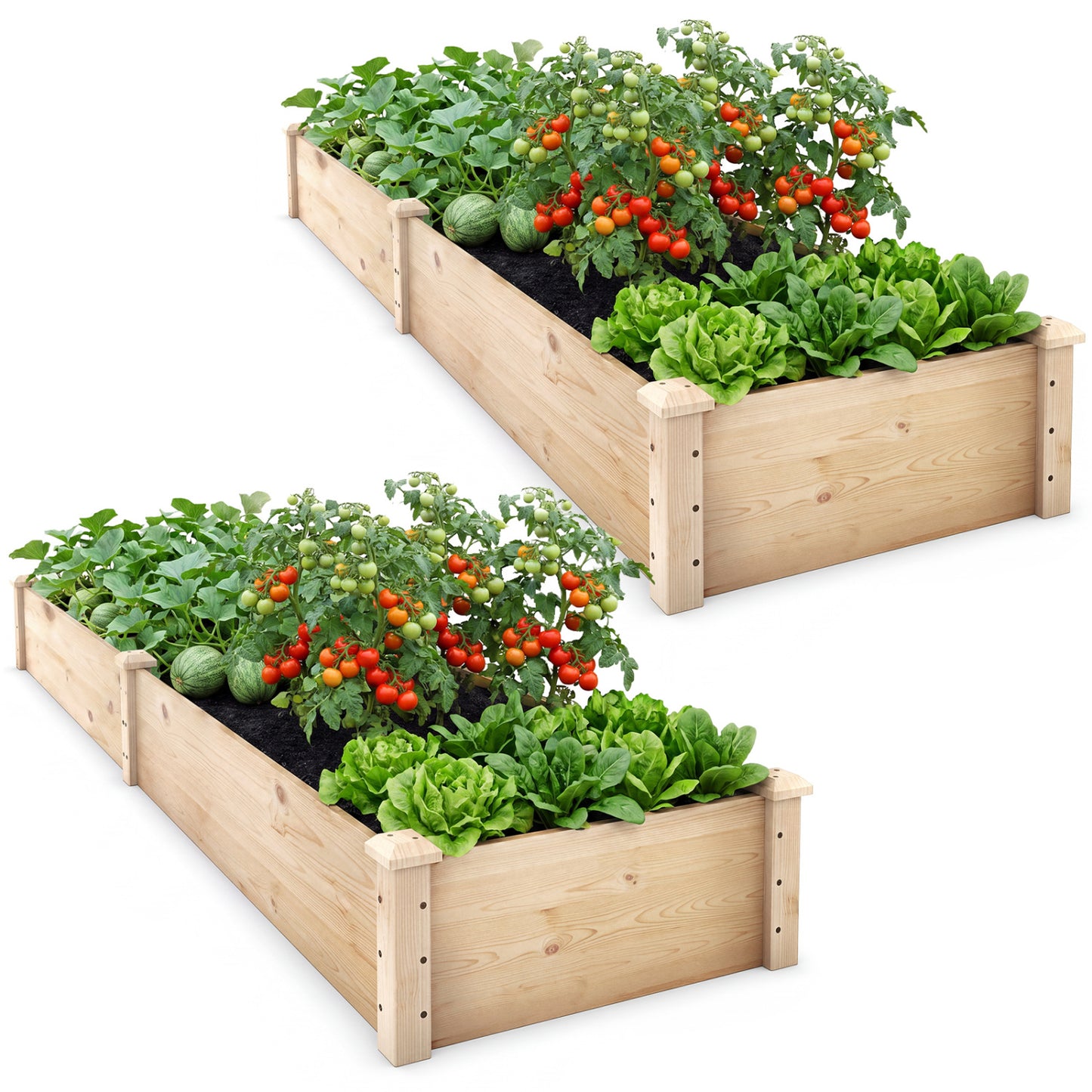 Wooden Raised Garden Bed Set of 2 for Vegetables & Herbs