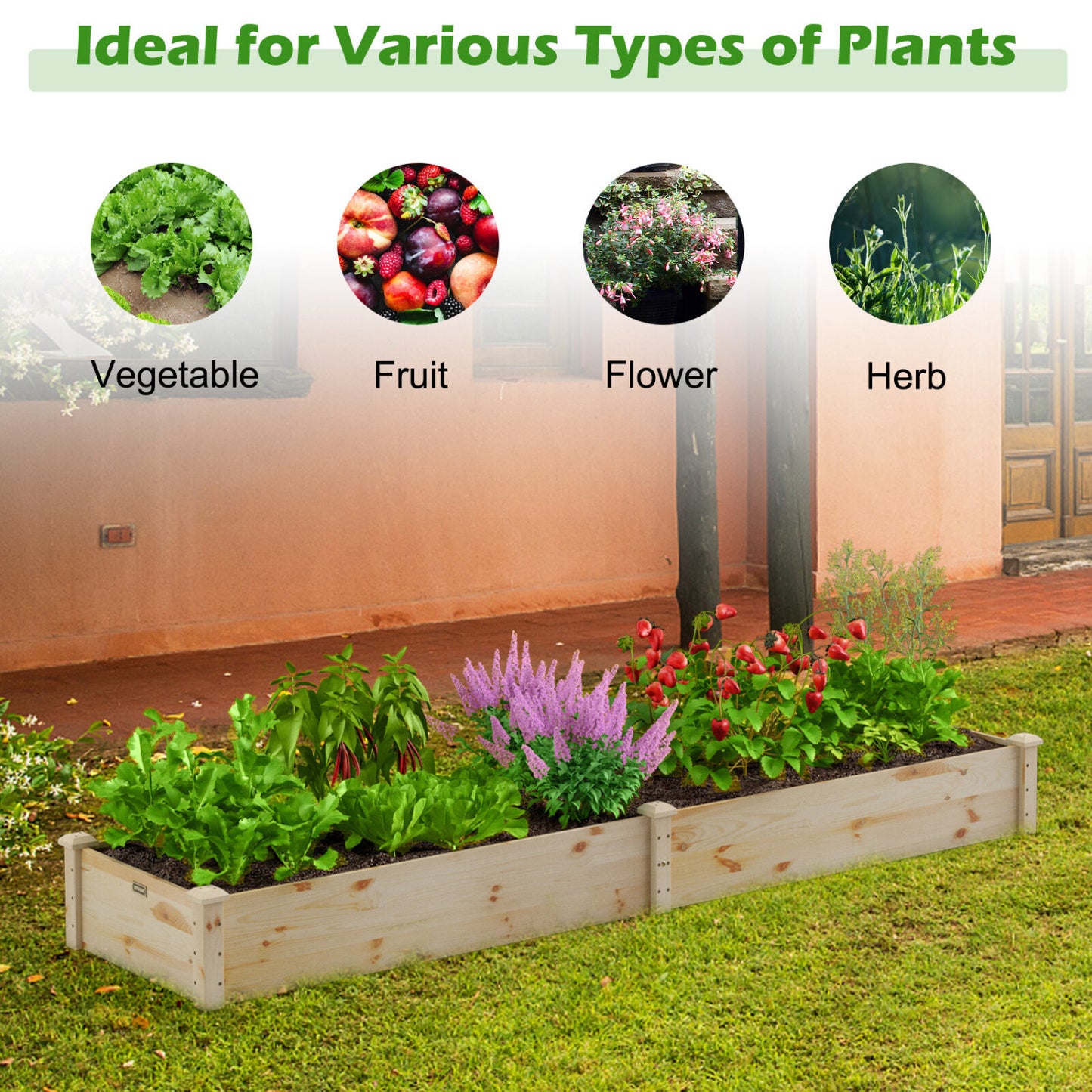 Wooden Raised Garden Bed Set of 2 for Vegetables & Herbs