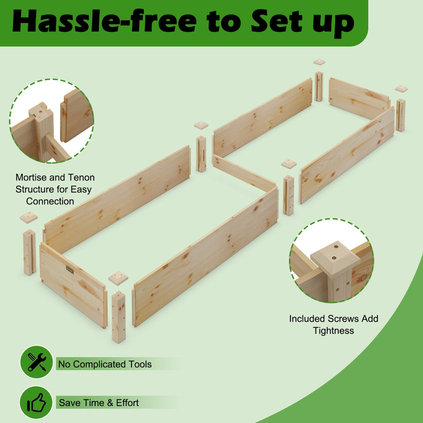 Wooden Raised Garden Bed Set of 2 for Vegetables & Herbs