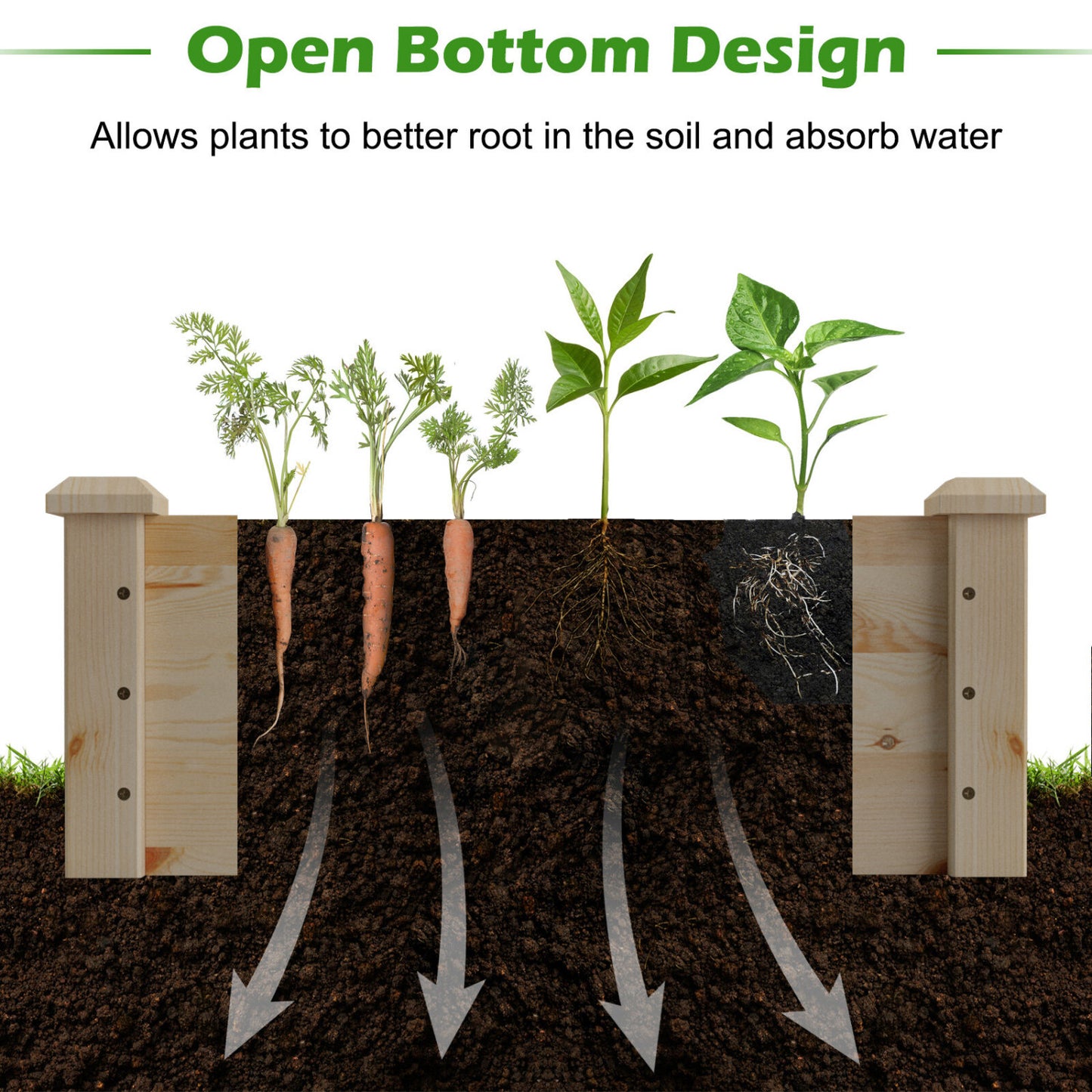Wooden Raised Garden Bed Set of 2 for Vegetables & Herbs
