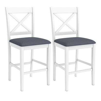 Set of 2 X-Back Bar Stools with Upholstered Cushioned Seats