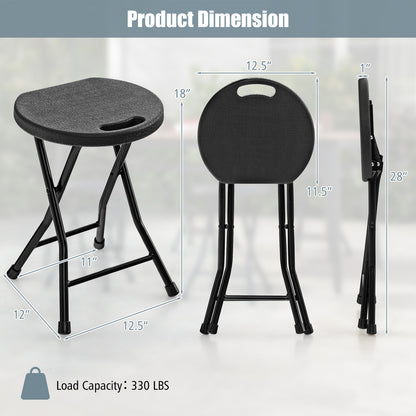 Set of 4 18 Inch Collapsible Round Stools with Handle-Black