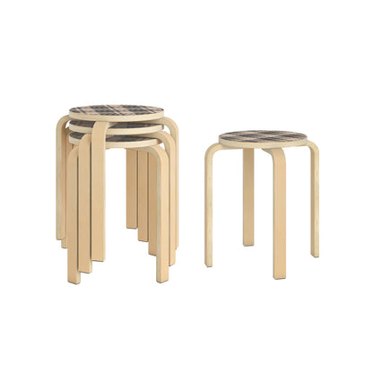 Set of 4 18 Inch Stackable Bentwood Dining Chairs with Round Top-Black - Yellow