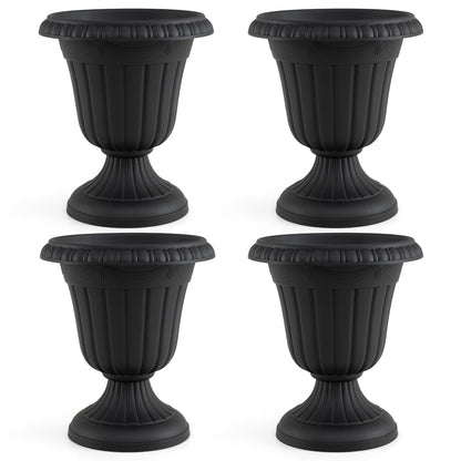 18-Inch Tall Urn Planters with Pedestal Base, Set of 4