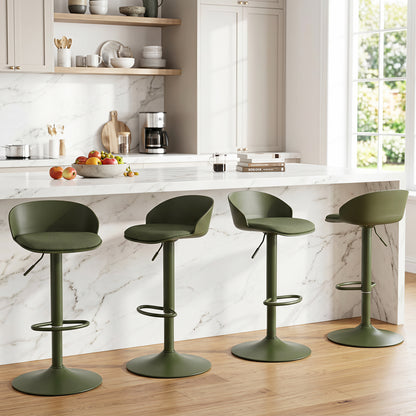 Adjustable Swivel Bar Stools Set of 4 with Back & Footrest
