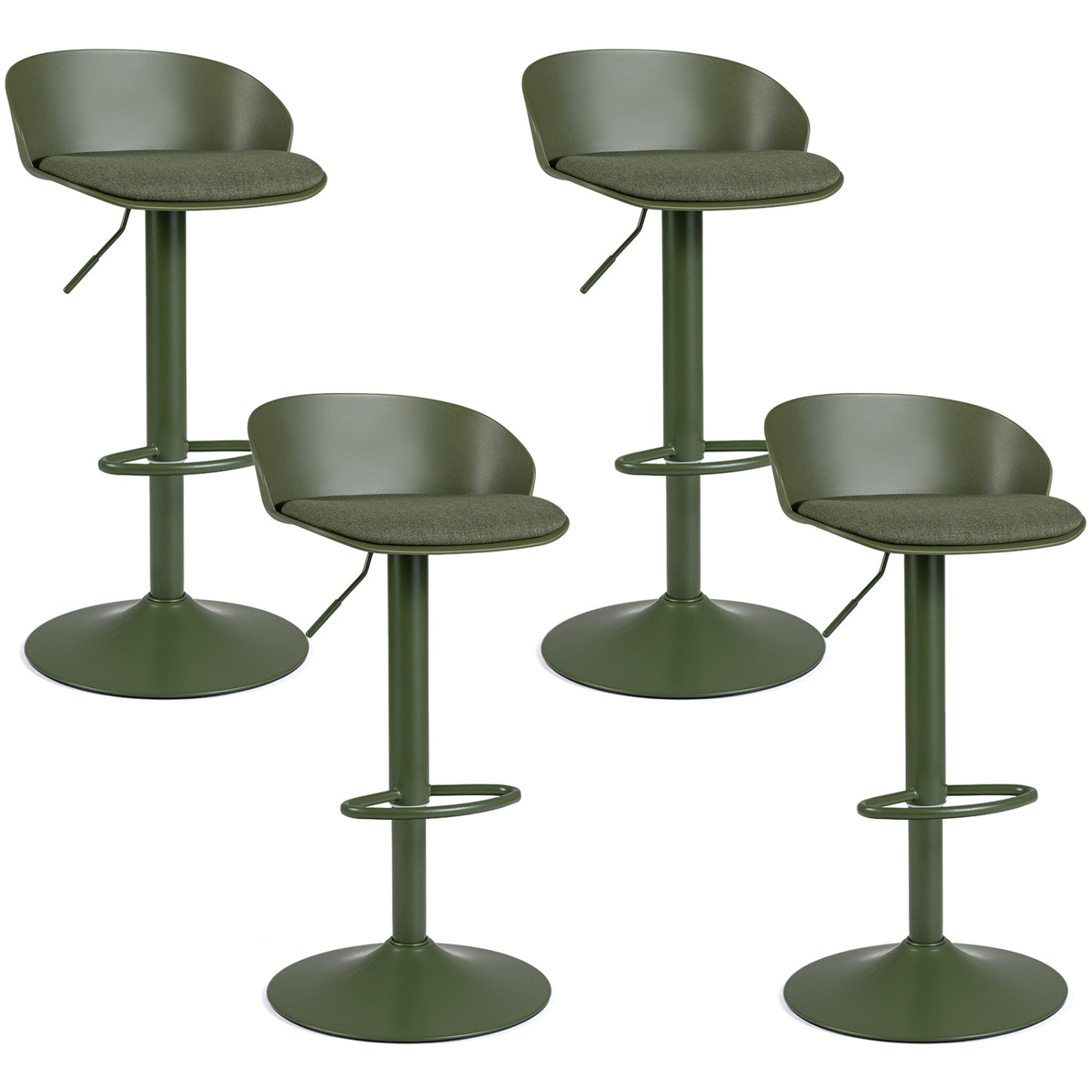 Adjustable Swivel Bar Stools Set of 4 with Back & Footrest