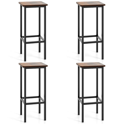 Set of 4 Bar Stool Set 26 Inch Bar Chair with Metal Legs and Footrest