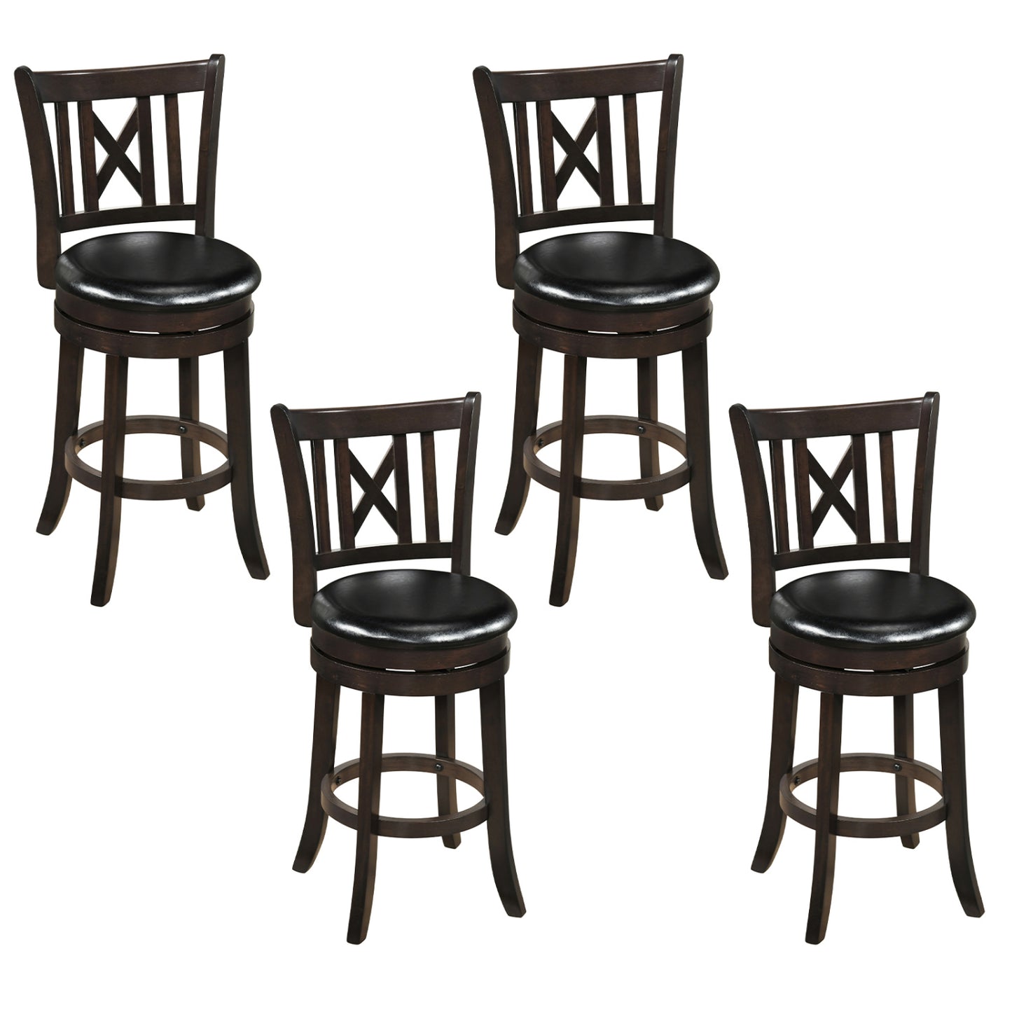 Swivel Bar Stools Set of 4 with Backrest and Footrest