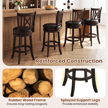 Swivel Bar Stools Set of 4 with Backrest and Footrest