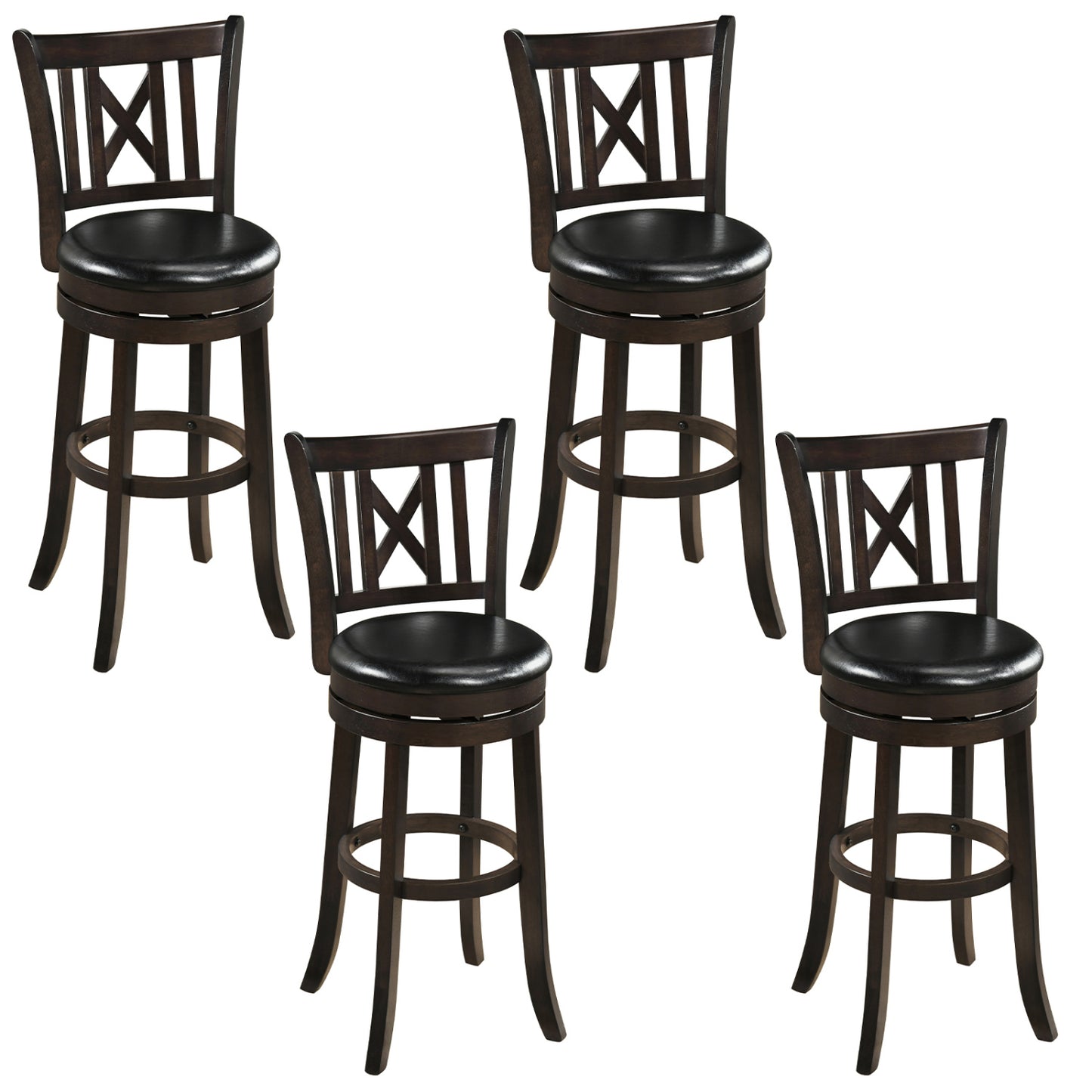 Swivel Bar Stools Set of 4 with Backrest and Footrest