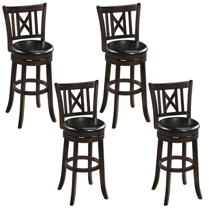 Swivel Bar Stools Set of 4 with Backrest and Footrest