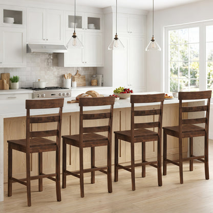 Counter Height Bar Stools Set of 2 - Rubber Wood Frame