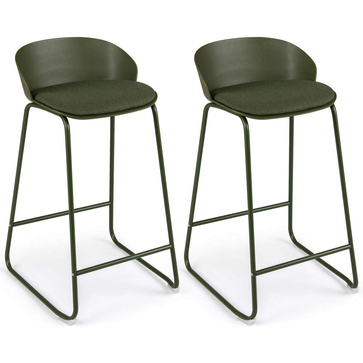 Counter Height Bar Stools Set of 4 with Curved Backrest