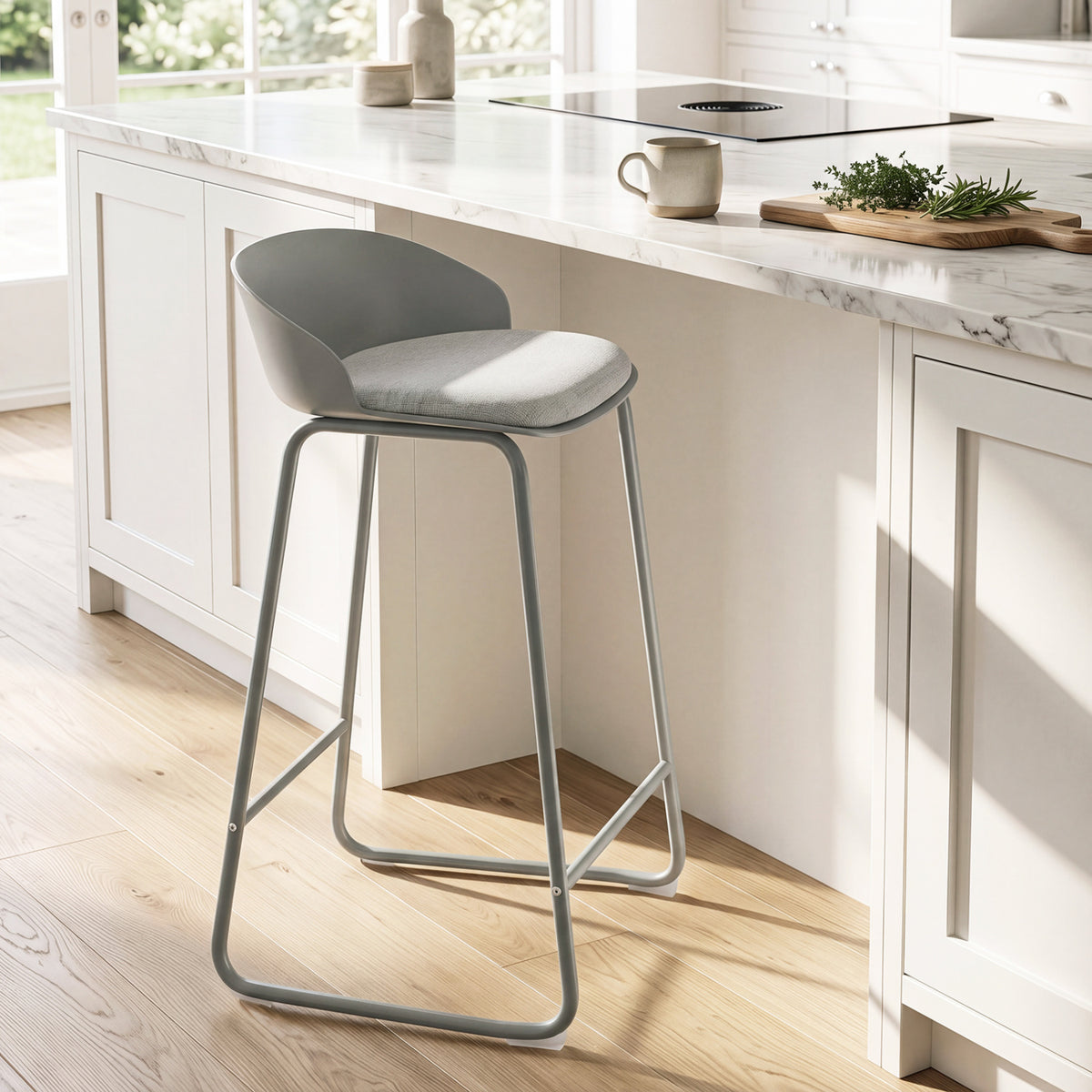 Counter Height Bar Stools Set of 4 with Curved Backrest