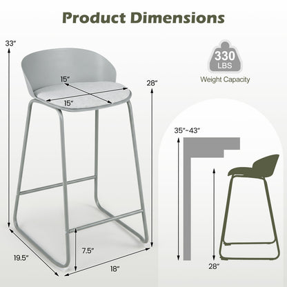 Counter Height Bar Stools Set of 4 with Curved Backrest