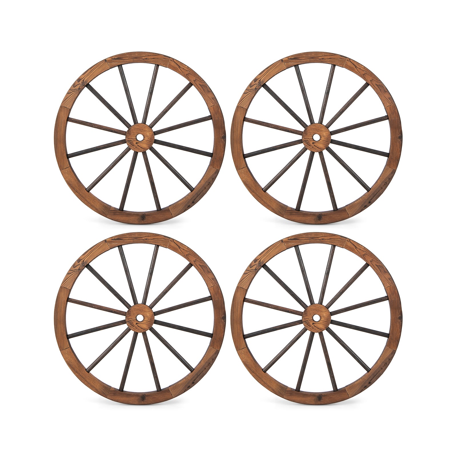 Set of 4 Decorative Wooden Wagon Wheels 30 Inch Vintage Wagon Wheel Wall Decor
