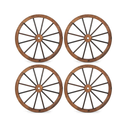 Set of 4 Decorative Wooden Wagon Wheels 30 Inch Vintage Wagon Wheel Wall Decor