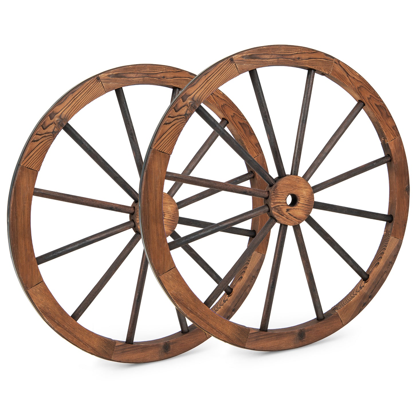Set of 4 Decorative Wooden Wagon Wheels 30 Inch Vintage Wagon Wheel Wall Decor