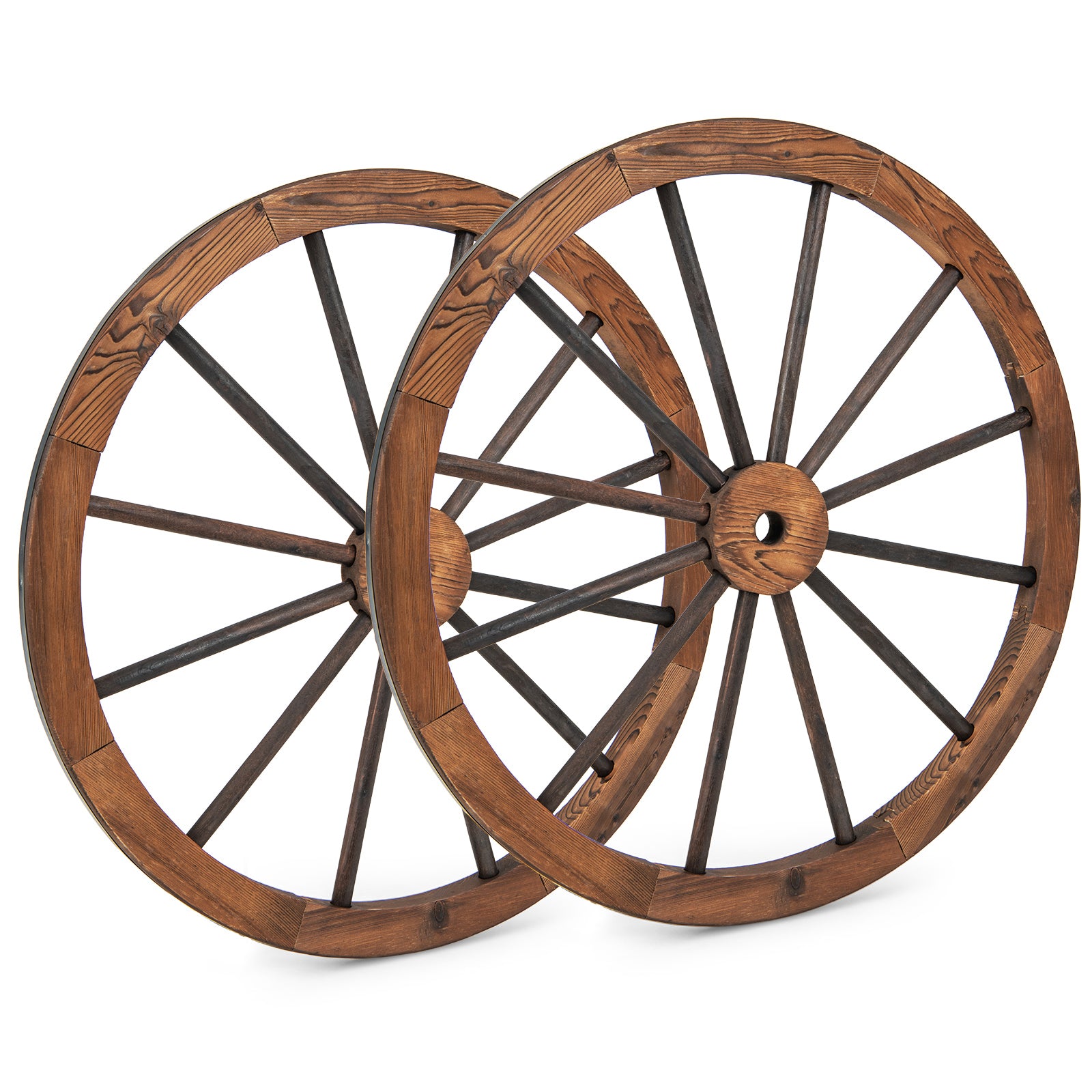 Set of 4 Decorative Wooden Wagon Wheels 30 Inch Vintage Wagon Wheel Wall Decor