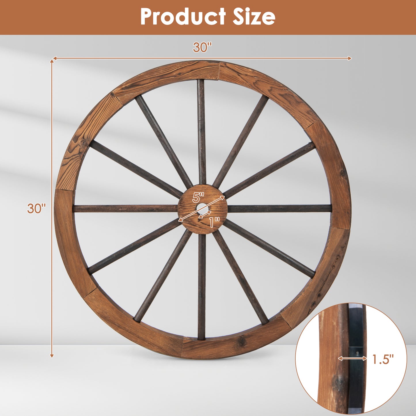 Set of 4 Decorative Wooden Wagon Wheels 30 Inch Vintage Wagon Wheel Wall Decor