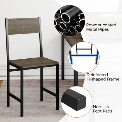 Set of 4 Dining Chairs with Metal Legs and Slanted Back-Gray