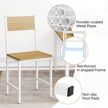 Set of 4 Dining Chairs with Metal Legs and Slanted Back-Natural