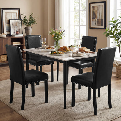 Set of 4 Dining Chairs with Solid Rubber and Wood Legs