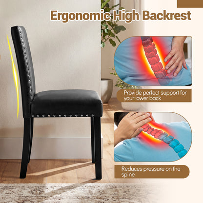 Set of 4 Dining Chairs with Solid Rubber and Wood Legs