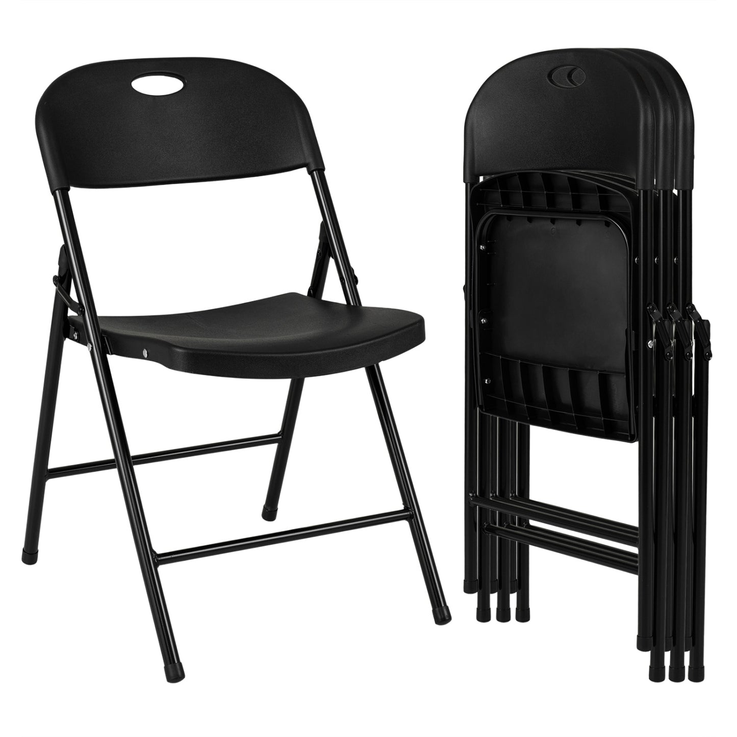 Foldable Plastic Dining Chairs Set of 4 with Ergonomic Backrest