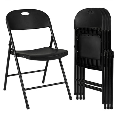 Foldable Plastic Dining Chairs Set of 4 with Ergonomic Backrest
